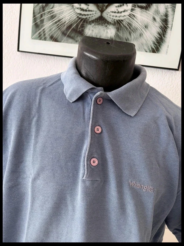 Polo de manga corta azul cielo Wrangler de punto piqué de algodón para hombre XL – photo 4